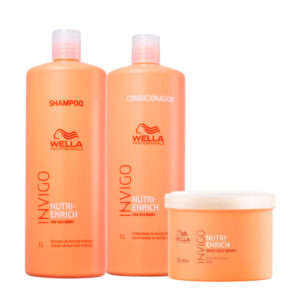 Kit Wella Shampoo 1L Condicionador 1L Máscara 500ml Invigo Nutri