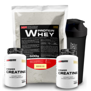 Kit Whey Protein Concentrado Proteico 500g 2x Power Creatina 100g