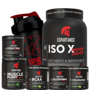 Kit Whey Protein Iso X 1800g Creatina Bcaa Glutamina Colágeno Pré