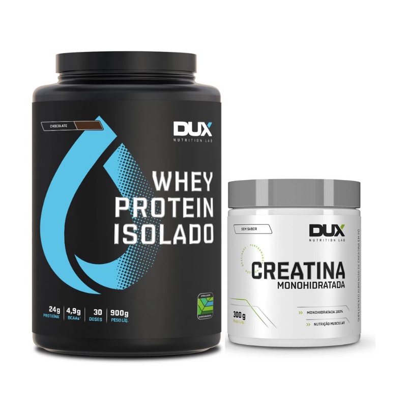 Kit Whey Protein Isolado 900g Creatina 300g Dux