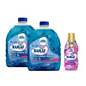 Kit Zulu perfumes Coala 2 Lava Roupas Liquido 3L 1 Amaciante