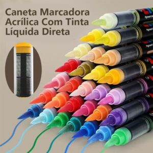 Kit12 24 36 48 Cores Marcadors Brush Caneta Pen Ponta Pincel