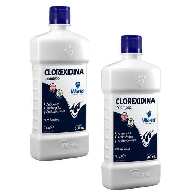 Kits Shampoo World Veterinária Dug's Clorexidina Cães Gatos 500 mL