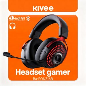 Kivee X Basike Headset Gamer RGB Sem Fio Wireless 2.4GHz Bluetooth