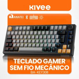 Kivee X Basike Teclado Mecânico Gamer Triplo Modo ABNT2 RGB 82 Teclas