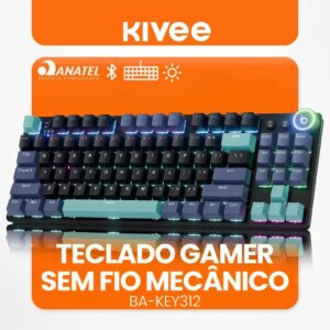 Kivee X Basike Teclado Mecânico Gamer Triplo Modo RGB Bluetooth 2.4G