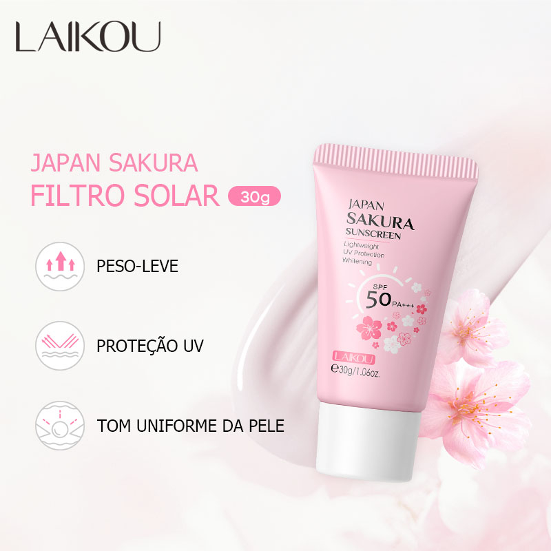 Laikou Sakura Protetor Solar Branqueador Proteção UV PA Leve E — Skincare