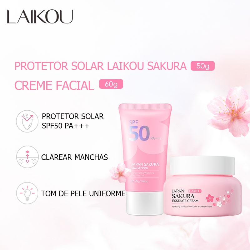 Laikou Sakura Protetor Solar Hidratante Iluminador Manchas Conjunto