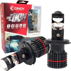 Lâmpada Led H4 Mini Projetor Zoom Slim 6000K 10Lm 12V 24V
