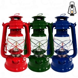 Lampião A Querosene 24cm Lamparina Pequena Luminária Vermelho Verde