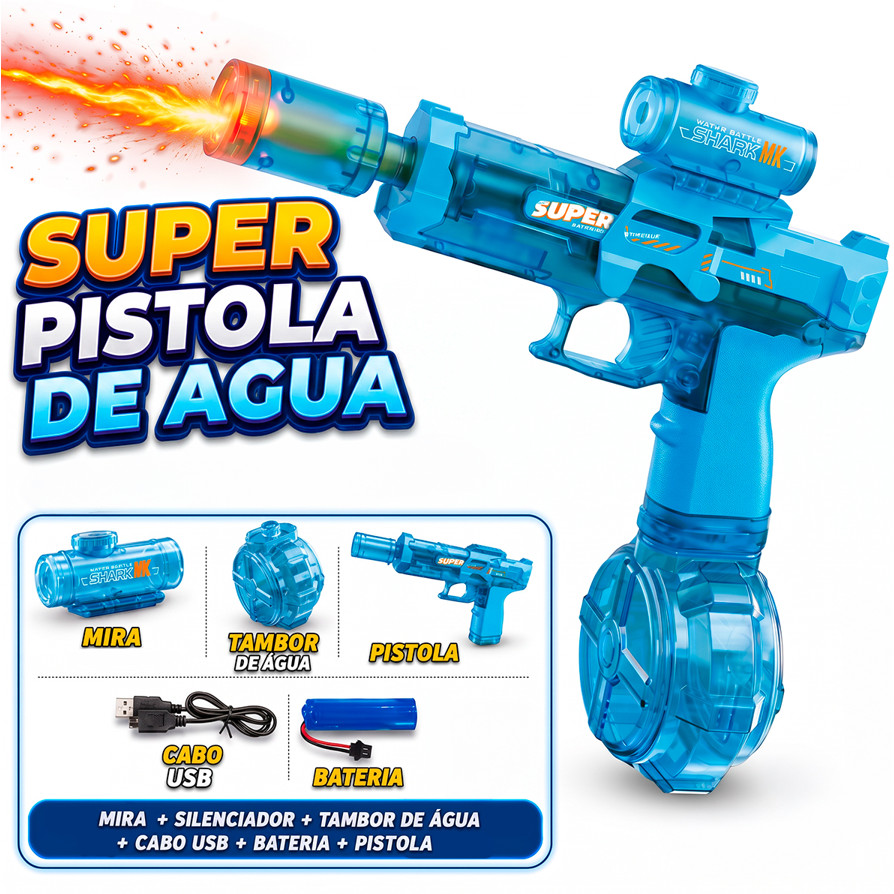 Lançador De Água Elétrica Automática Recarregável Infantil Brinquedo