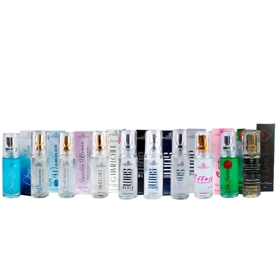 Lançamento Kit 10 Perfumes de 15ml Phallebeauty com diversas