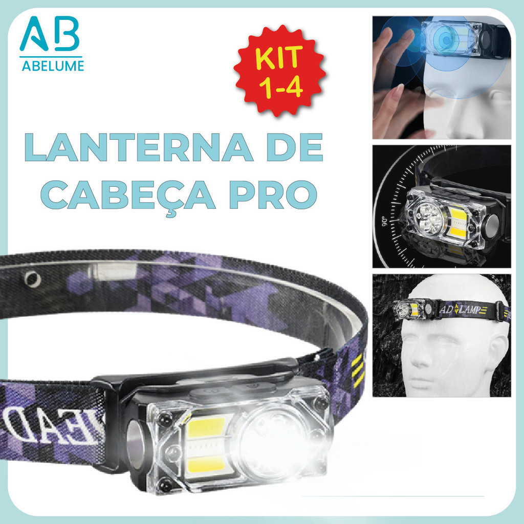 Lanterna para cabeça LED 3000 Lumens 3 em 1 Luminária Profissional — Decoração