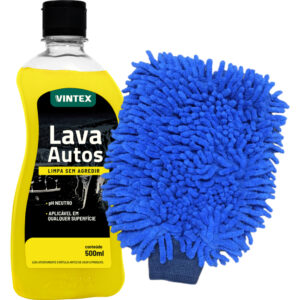 Lava Autos Shampoo Automotivo 500ml Vintex Luva de Microfibra