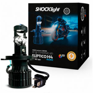 Led Farol Moto Shocklight Conversor Eliptico Projetor Canhao H4 Nano