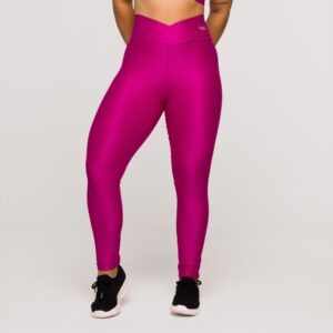 Legging Fitness Feminina Academia Poliamida Calça Cós Cruzado Rosa