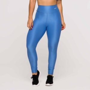 Legging Fitness Feminina Academia Poliamida Texturizada Azul Claro