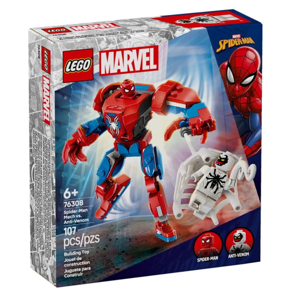 Lego Marvel Robô do Homem-Aranha vs Anti-Venom 107 Peças 76308