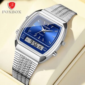 Lige Fashion Watch Quartz Sports Masculino Double Time Zone Display