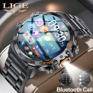 Lige Relógio inteligente original com lanterna LED Sports Fitness
