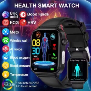 Lige Smart Watch 1.96 Ips Original Ecg Ppg Monitor De Saúde De Ácido