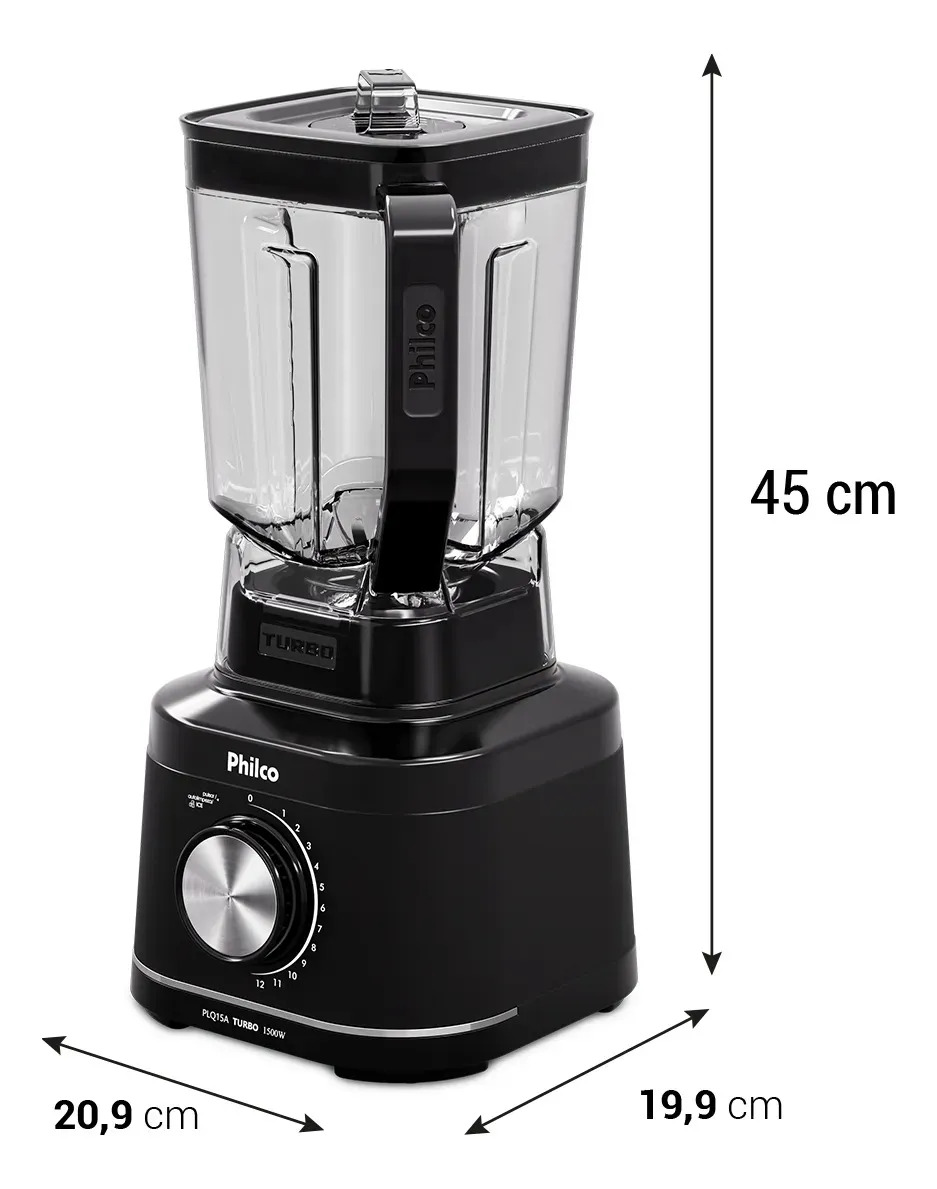 Liquidificador Philco 1500W 3,1L 12 Velocidades com 6 Lâminas PLQ15A — Eletroportáteis
