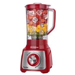 Liquidificador Turbo Mondial Vermelho e Inox 1200W RI