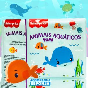 Livro De Banho Didático Fisher-Price Animais Aquáticos Brinquedo