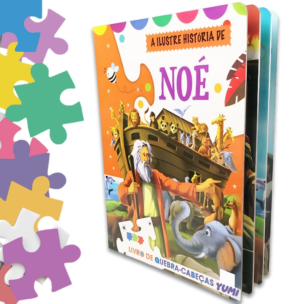 Livro Infantil Aventuras Bíblicas em Quebra-Cabeça: A Arca de Noé — Brinquedos