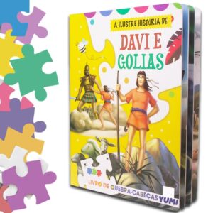 Livro Infantil Bíblico Com 3 Quebra-Cabeças Davi e Golias
