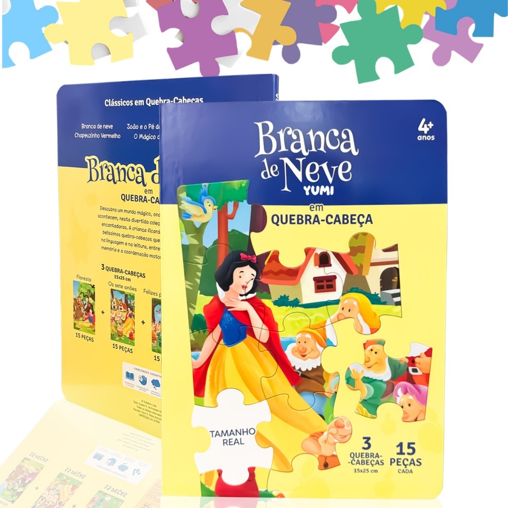 Livro Infantil Historia Branca De Neve Em Quebra-cabeça Leia E