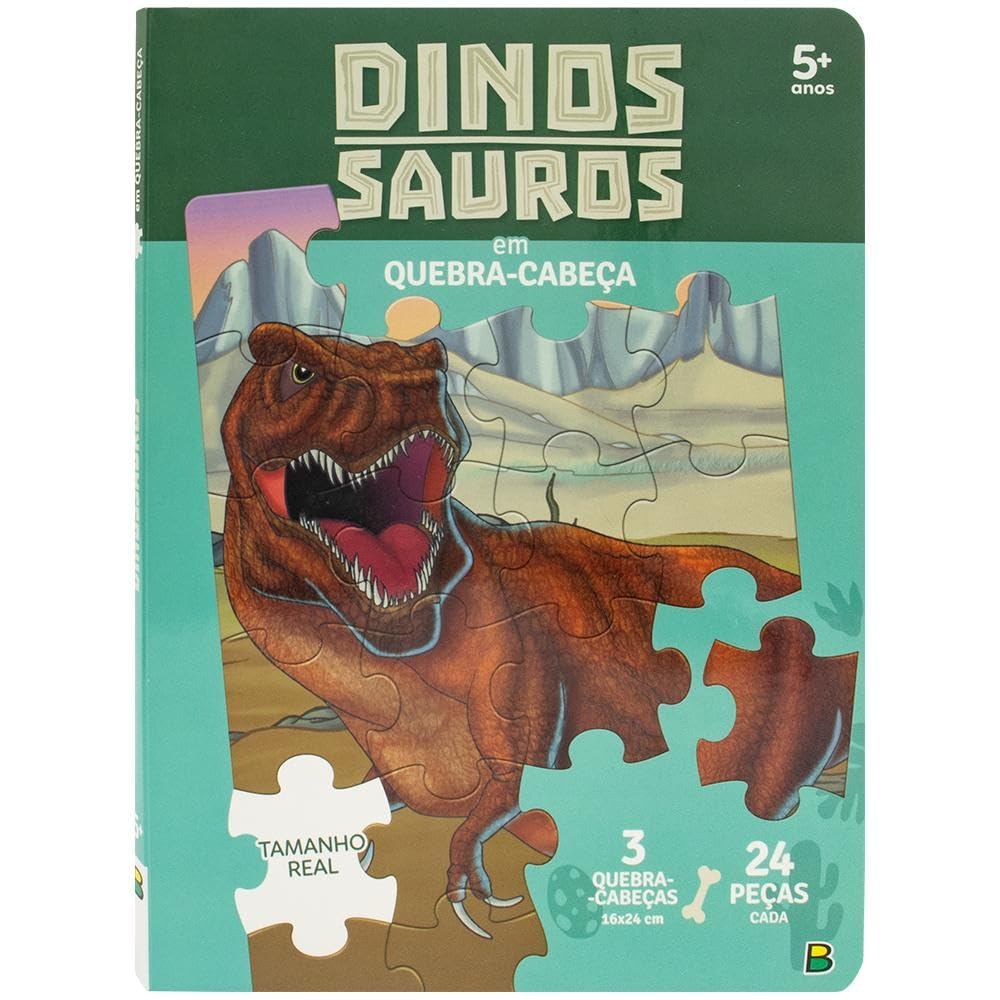 Livro Quebra-Cabeça QC20X27 Dinossauros em Quebra-Cabeça — Brinquedos