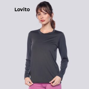 Lovito Blusa Manga Longa Academia Esportivo Feminino SEB1283BRL1313