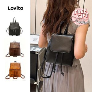 Lovito Casual Mochila Simples E Versátil Para Mulheres