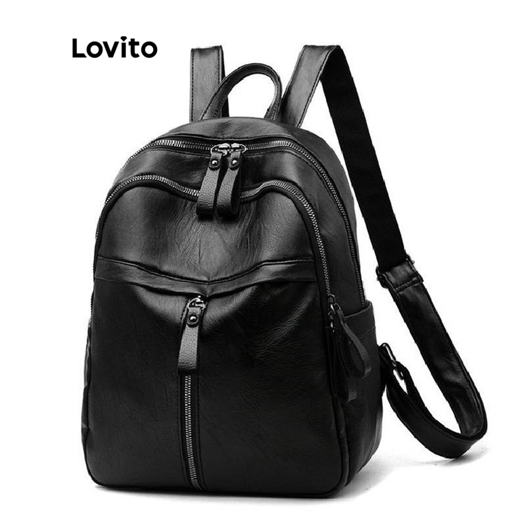 Lovito Mochila Casual Estilo Coreano Lisa Com Zíper De Alta