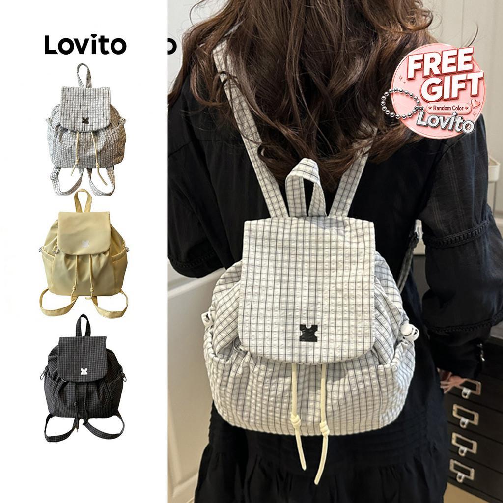 Lovito Mochila Escolar Casual Com Cordão Estilo Coreano Para Viagens