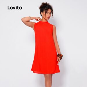 Lovito Vestido Feminino Curto sem Manga DRB77BRL106