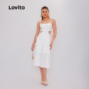 Lovito Vestido Feminino de Laise Midi com Recortes DRB1160BRL1190