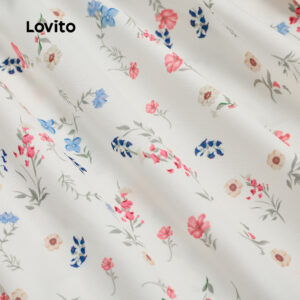 Lovito Vestido Feminino de Primavera verão com Drapeado Pregas