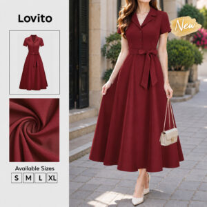 Lovito Vestido Feminino Longo Plissado Estilo Boho Casual Para Fins