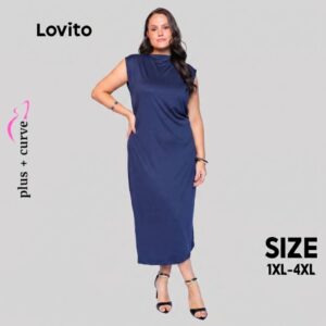 Lovito Vestido Feminino Midi de Malha Plus Size DRB1044BRL1074