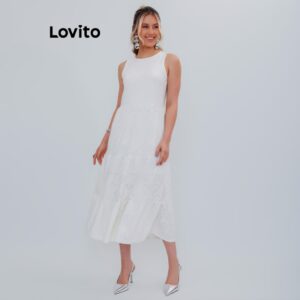 Lovito Vestido Feminino Midi em Malha Laise DRB1366BRL1396