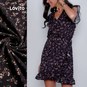 Lovito Vestido Feminino Transpassado Romântico Estampa Floral
