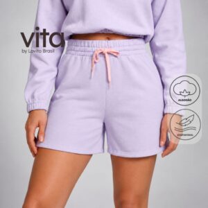 Lovito Vita Short Feminino Academia Moletom Lovito Esportivo Casual