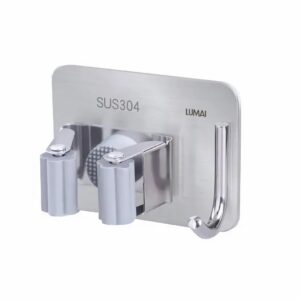 Lumai Suporte Vassoura Inox 304 Sem Furos Adesivo 3M Gancho Parede