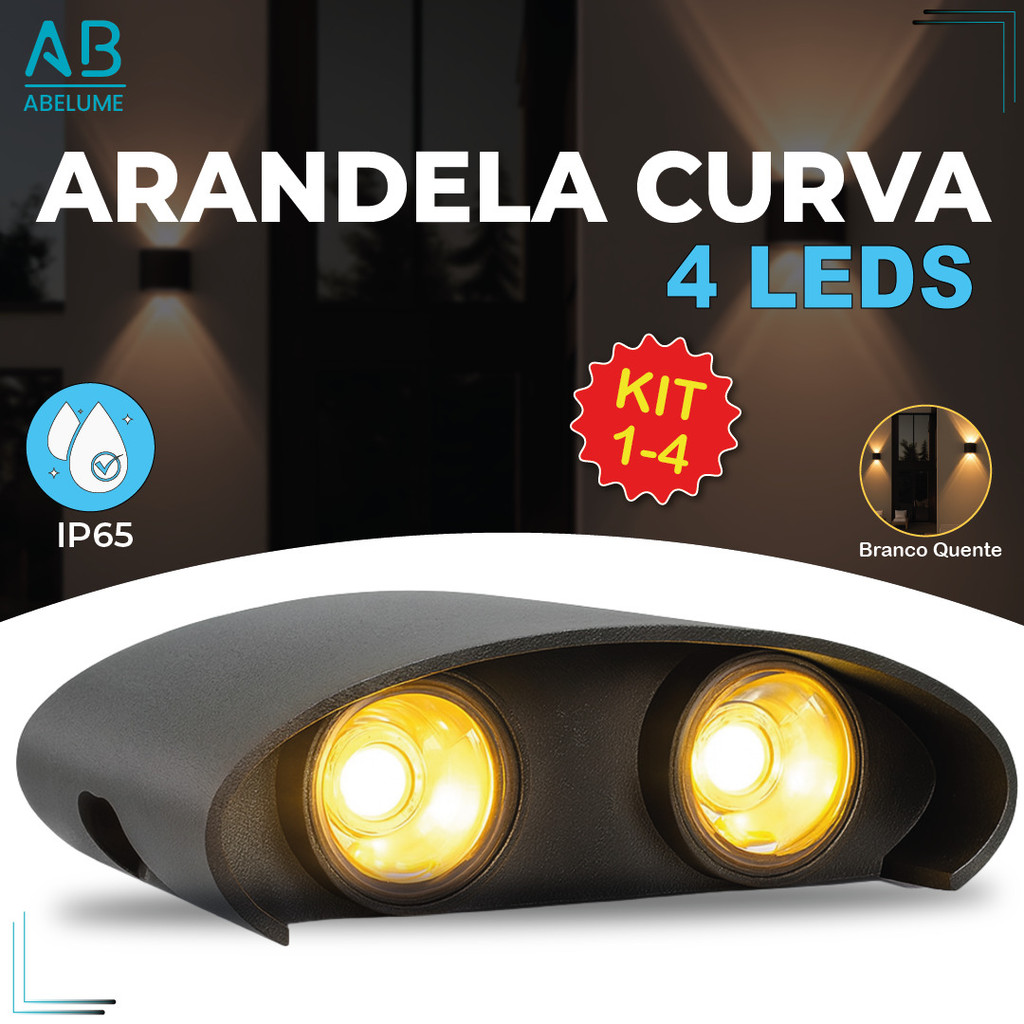 Luminária Arandela Led Meia Lua Curva 4W Parede Luz Quente 4 Leds — Decoração