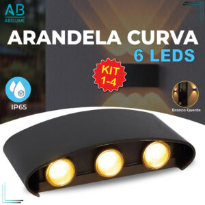 Luminária Arandela Led Meia Lua Curva 6W Parede Luz Quente 6 Leds — Decoração