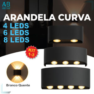 Luminária Arandela Led Meia Lua Curva Parede Luz Quente 4 6 8 Leds