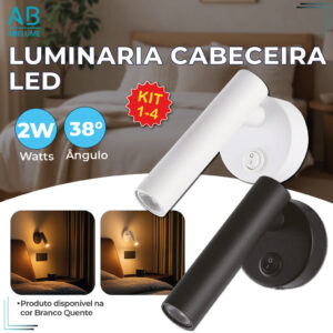 Luminária Arandela para Cabeceira Led 2W Recarregável Luz Quente