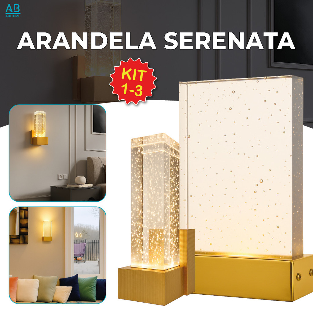 Luminária Arandela Serenata de Cristal Led Luxuoso Dourado Moderno 3 — Decoração